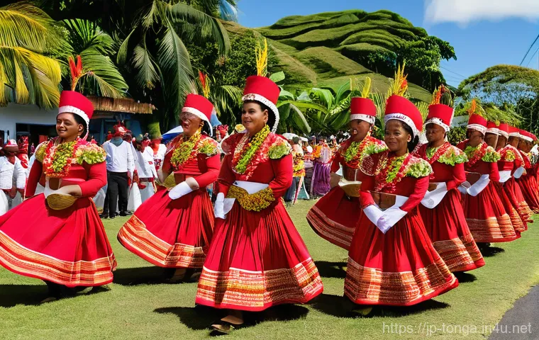 통가 주요 공휴일 및 축제 - **A Vibrant Tongan Royal Celebration Parade:**
    "A joyous and colorful outdoor parade in Tonga, c...