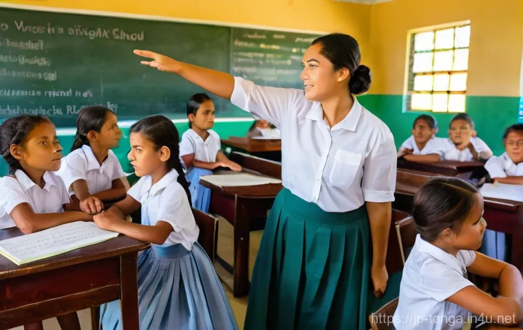 통가 교육 시스템 - Image Prompt 1: Faith and Cultural Harmony in a Tongan Classroom** 통가 교육 시스템 - Image Prompt 1: Faith and Cultural Harmony in a Tongan Classroom**