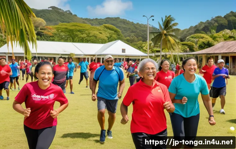 통가에서 자주 발생하는 질병 - A vibrant community sports event in Tonga featuring diverse adults and middle-aged people engaging i...