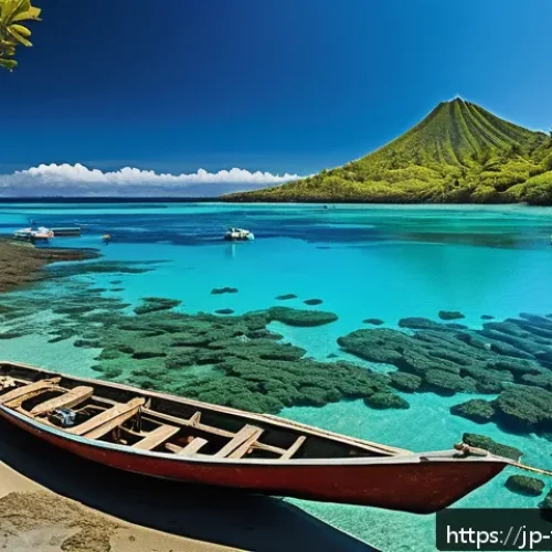 통가에서 생산되는 천연 자원 - A vibrant coastal scene of Tonga showcasing crystal-clear turquoise waters teeming with abundant mar...